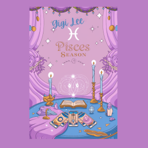 Pisces birthday tarot reading with candles, crystals, and a mystical altar in a purple aesthetic.