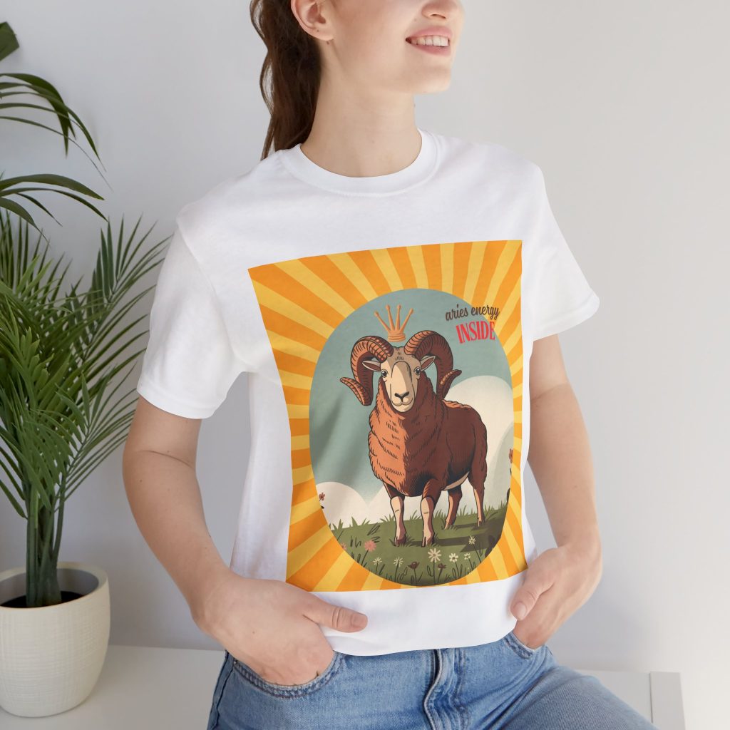 Mars in Scorpio - The True Alpha and Emperor of the Zodiac 2 Woman wearing Aries Inside t-shirt inspired by Mars in Scorpio energy, featuring bold cosmic artwork symbolizing confidence, passion, and zodiac empowerment.