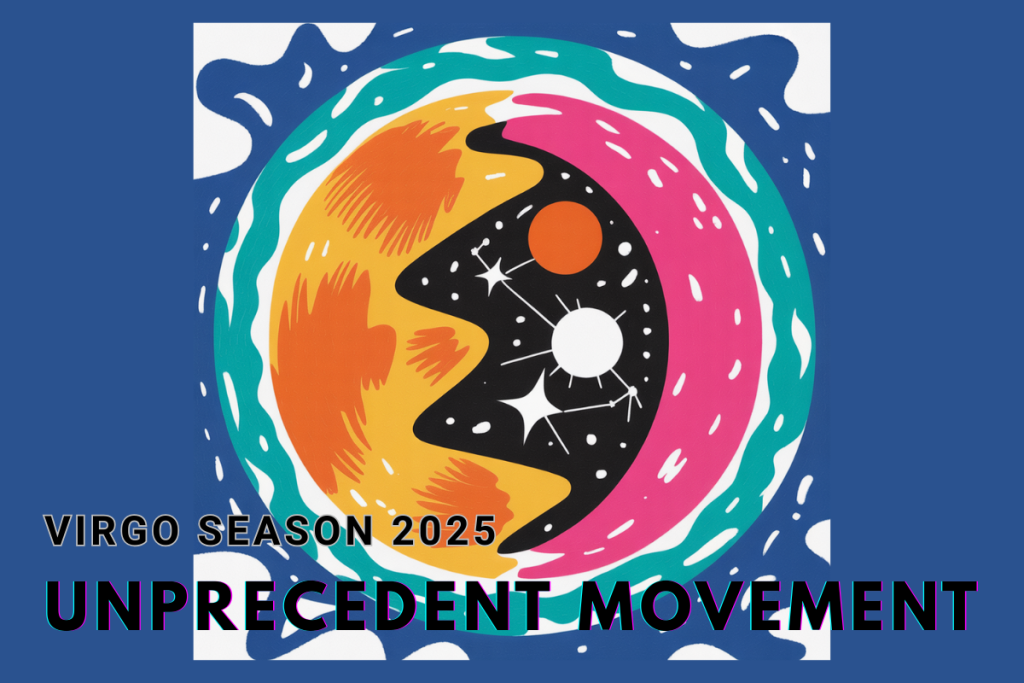 Virgo Season 2025 astrology artwork with eclipse and cosmic movement theme