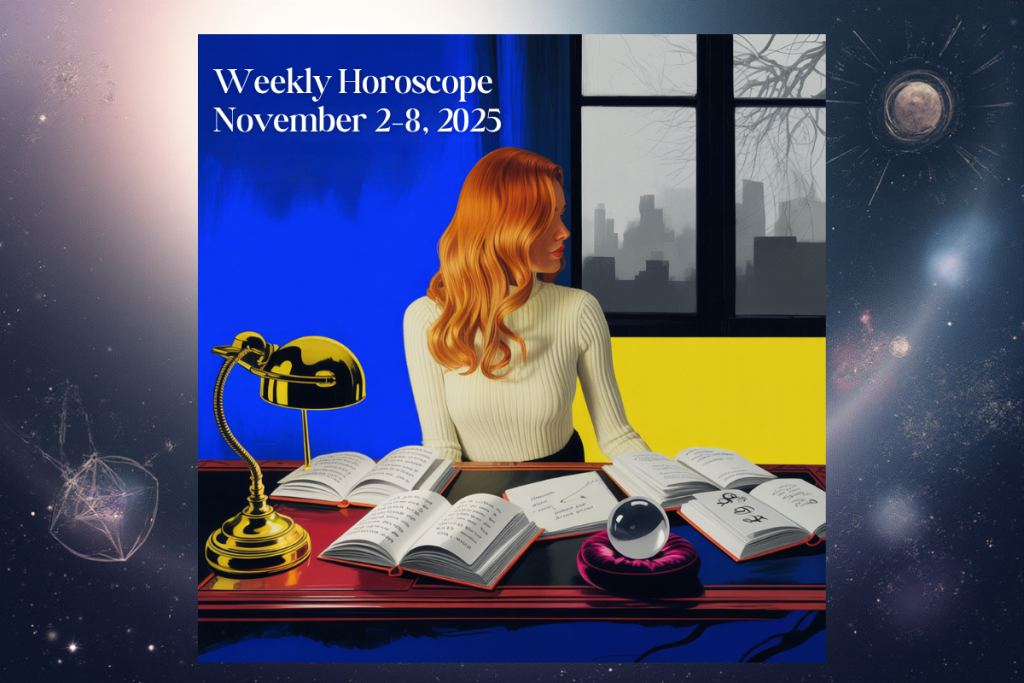 November 2025 horoscope feature with zodiac symbols and cosmic imagery. Ideal for astrology enthusiasts exploring Scorpio season insights.