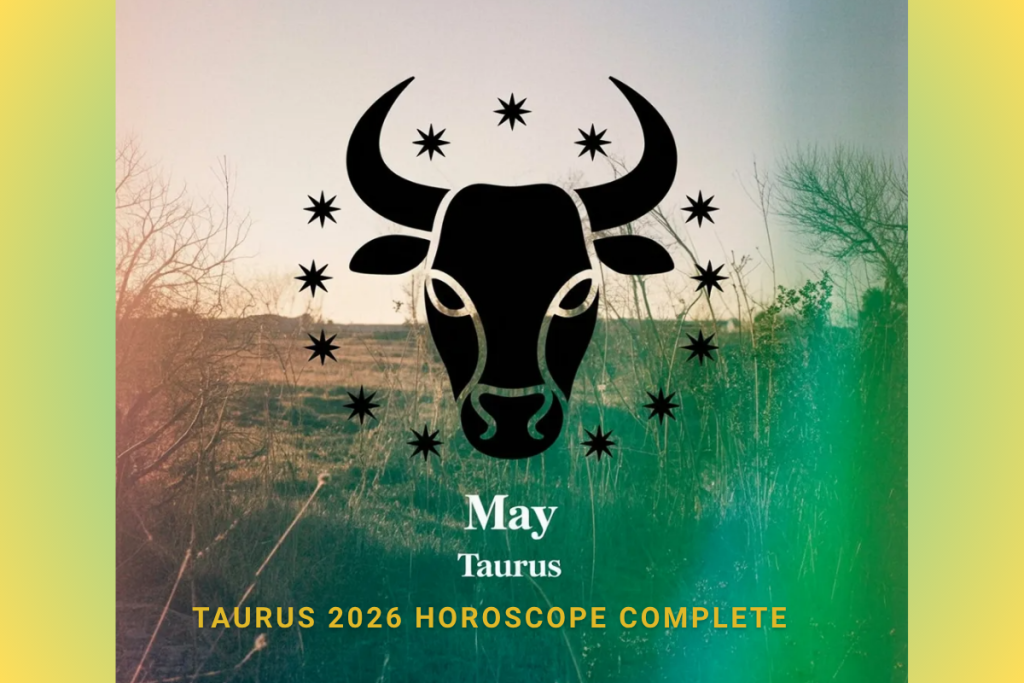 May 2026 horoscope Taurus bull certificate completion starry green background